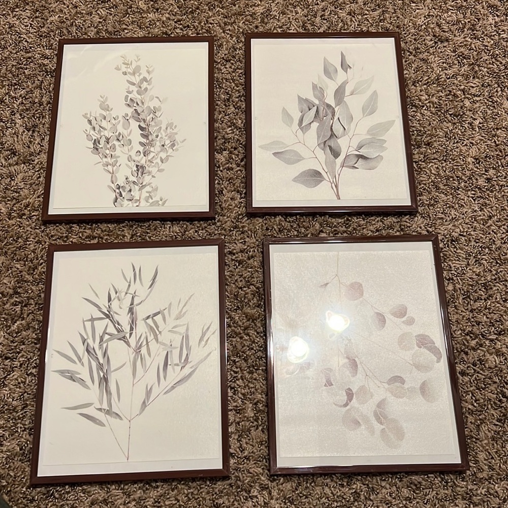 4 floral prints with frame set